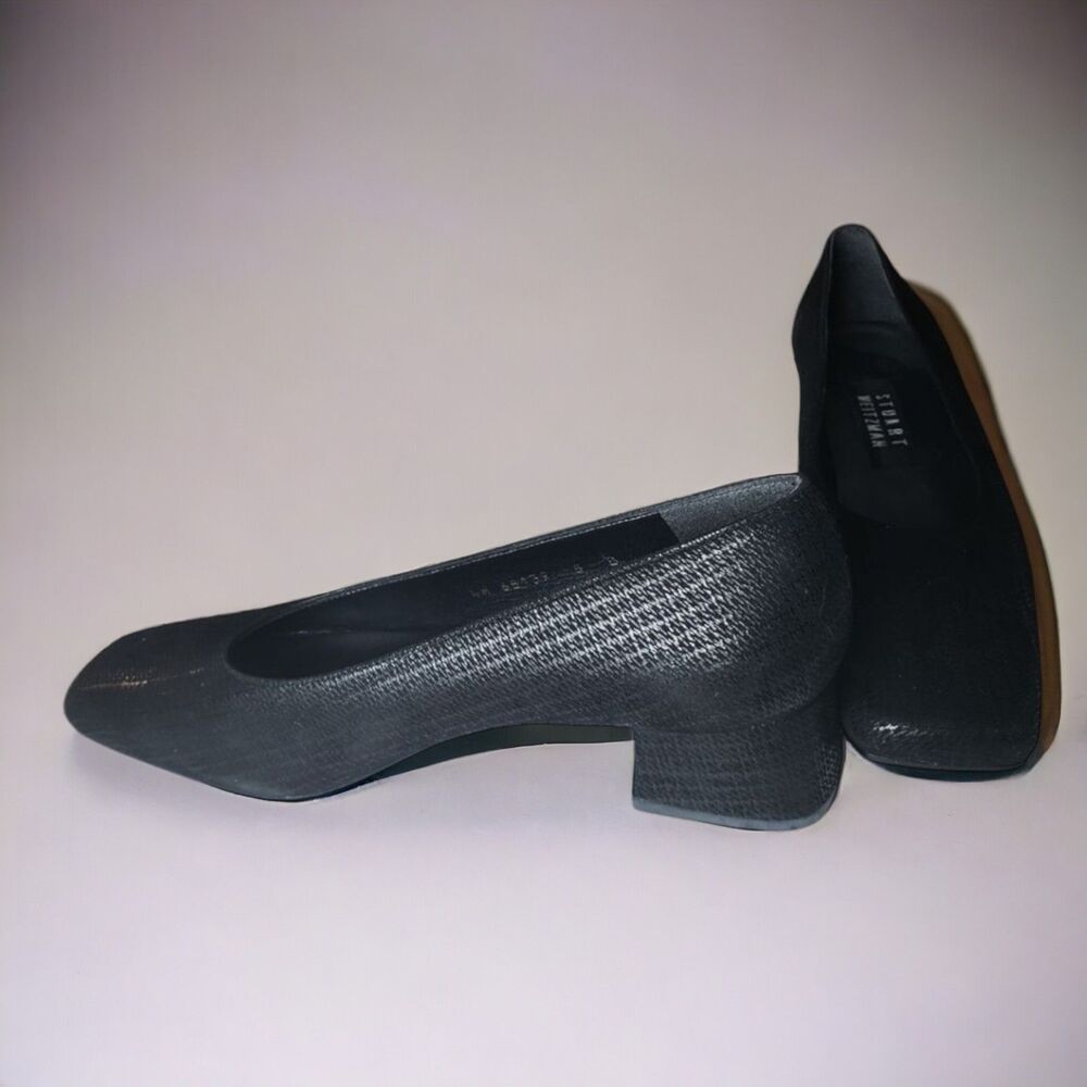 Stuart Weitzman Classic #90s Black Textured Squar… - image 5